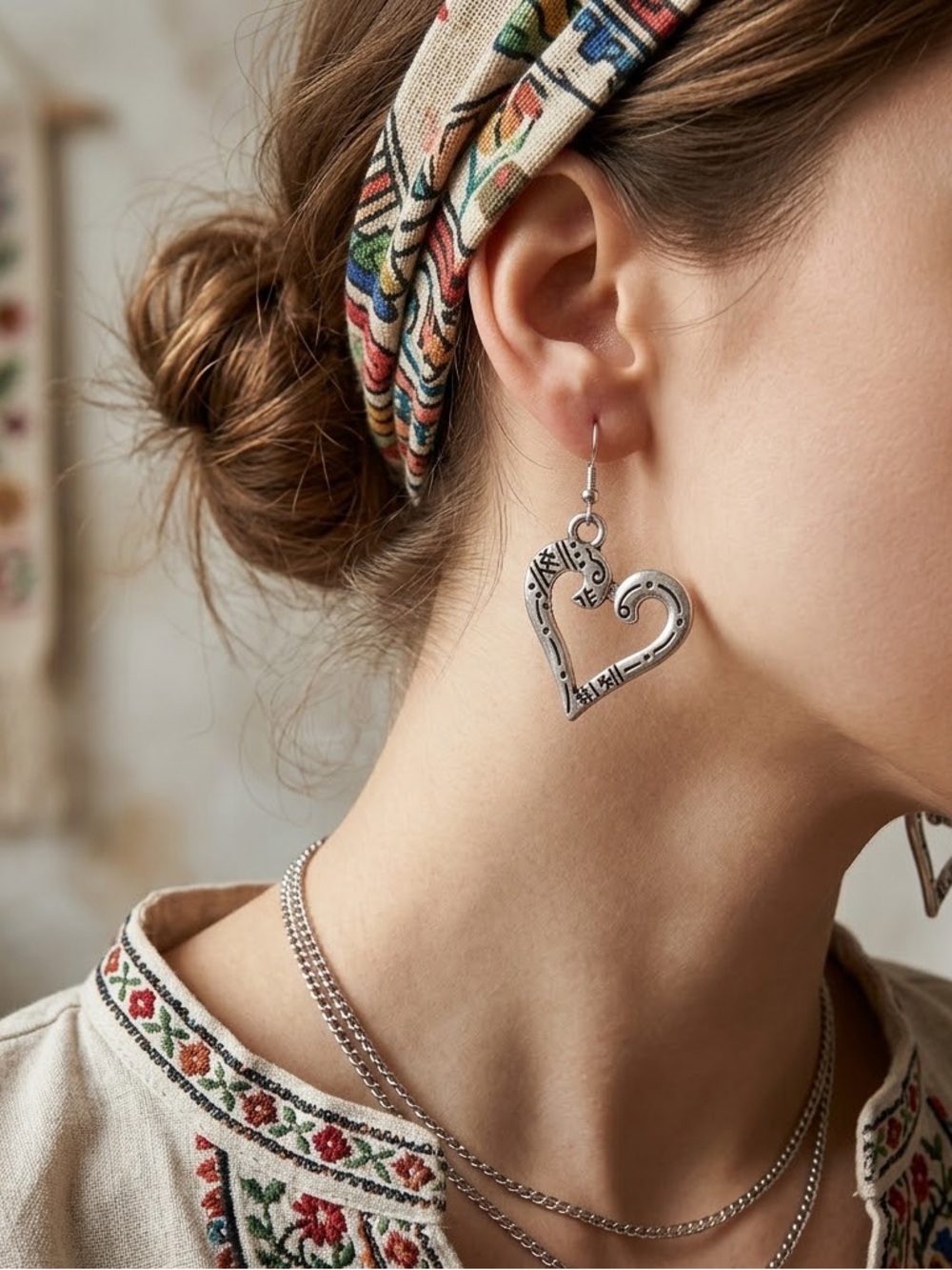NEW BOHO women‘s heart Stud Earrings
